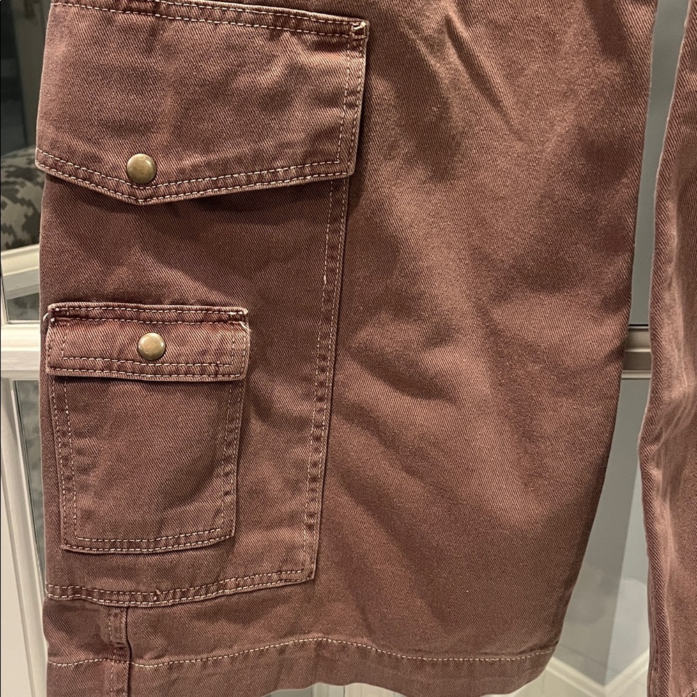 Urban Outfitters BDG Presley Wide Leg Cargo Jeans 28 Brown Mauve - Picture 3 of 5